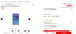 SAMSUNG PRO Plus 512GB 180MB/s SDXC voor €32,90 bij de MediaMarkt