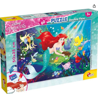 Puzzle 60 piezas 2 en 1, Doble Cara con reverso para colorear - Disney La Sirenita marca lisciani por 5,50€