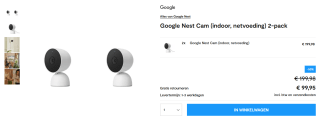 2-pack Google Nest Cam voor €99,95 bij Tink