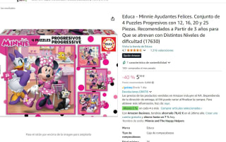 Conjunto de 4 Puzzles Progresivos con 12, 16, 20 y 25 Piezas, Minnie Ayudantes Felices por 5,99€