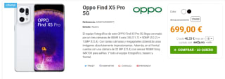 Oppo Find X5 Pro 5G 12GB+256GB por 699€