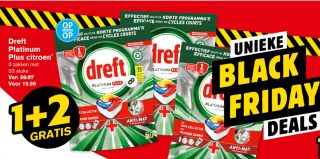Dreft Platinum Plus Citroen 3 x 33 stuks voor €19,99