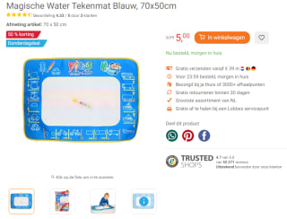Magische Water Tekenmat Blauw, 70x50cm voor €5 bij Lobbes