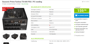 Seasonic Prime Fanless TX-600 voor €159,90 bij Megekko