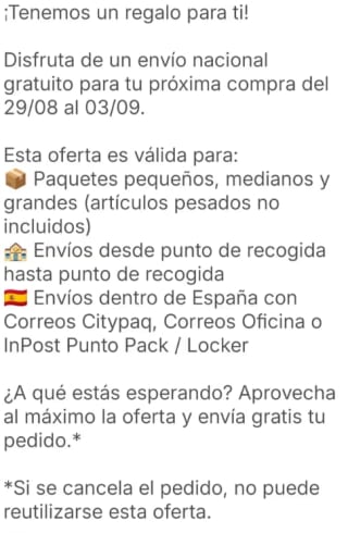 Envío gratis en tus pedidos en Vinted