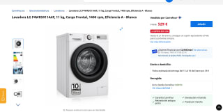 Lavadora LG F4WR5011A6F, 11 kg, Carga Frontal, 1400 rpm por 529€ + cupón 95,22€
