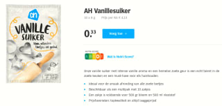 AH Vanillesuiker 10 x 8 gram voor €0,33