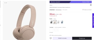 Auriculares SONY WH-CH520 OnEar Inalámbricos por 33,84€ (Nuevos usuarios 21,84€€)