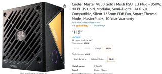 Cooler Master V850 Gold i Multi voor €119,90 bij Amazon.nl