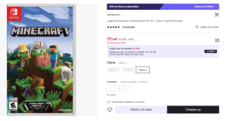 Juego Nintendo Switch Minecraft por 25.49€ (Cuenta Nueva 15.49€)