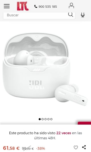 Recopilación Auriculares True Wireless JBL Tune Beam por 61,58€.