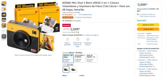 Cámara e Impresora KODAK Mini Shot 3 Retro por $2,700 | Descuento Amazon
