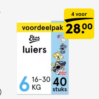 Etos Woezel & Pip luiers 4 verpakkingen voor €28