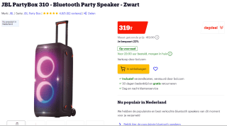JBL Partybox 310 voor €319 bij Bol.com