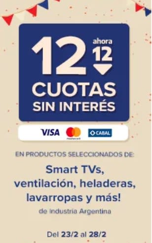 12 cuotas sin intereses con Visa en Carrefour