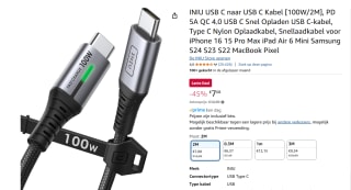 INIU USB C naar USB C Kabel, 100W [2 m] voor €7,08 bij Amazon