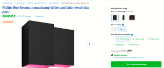 Combideal 2x Wandlamp Philips Hue Wit en Gekleurd Licht Resonate voor €219 bij Coolblue