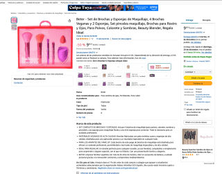 Beter Set de Brochas y Esponjas de Maquillaje 4 Brochas Veganas y 2 Esponjas Set pinceles maquillaje por solo 9,95€