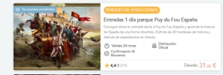 Oferta entradas a Puy Du Fou 1 día el Parque desde 27€