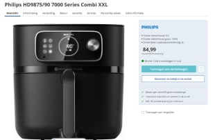 Prijsfout! Philips Airfryer Combi Connected 7000 Series - HD9875/90 - 8,3 liter (XXL) voor €84,99 bij Electroworld