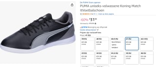 Puma King Match IT Zaalvoetbalschoenen voor €31,98 bij Amazon