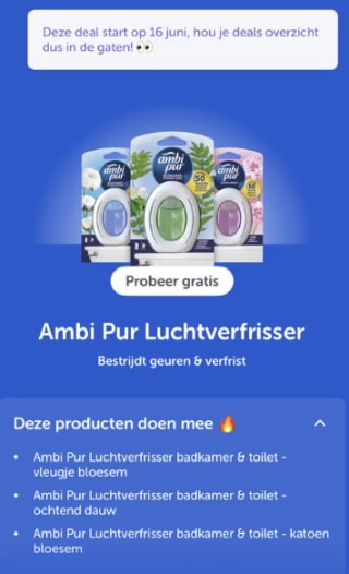 Probeer 2x Gratis Ambi Pur Luchtverfrisser na cashback via Tikkie