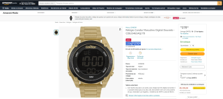 Relógio Masculino da Condor, modelo Digital Dourado - R$ 270,30
