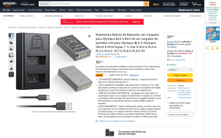 Batería Powerextra repuesto con cargador LCD para Olympus BLS-5 BLS-50 por 15,50€