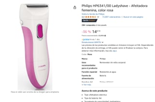 Philips HP6341/00 Ladyshave Afeitadora femenina por 14,61€