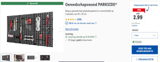 Parkside gereedschapswand voor €2,99 in de Lidl shop