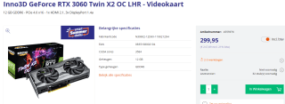 Inno3D GeForce RTX 3060 Twin X2 OC LHR - Videokaart voor €299,95 bij Azerty