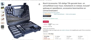 Bosch Accessories 103-delige TiN-gecoate boor- en schroefbitset voor €22,99 bij Amazon NL