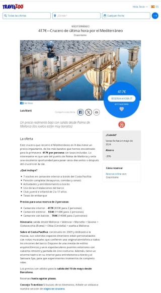 Salida Última Hora Crucero Mediterráneo por 417€ por persona.