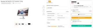 Monitor HP M22f 21,5'' Full HD 75 Hz por 99€