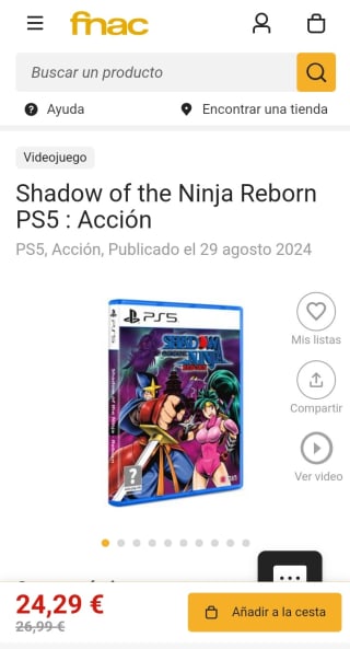 Shadow of the Ninja Reborn PS5 por 24,29€.