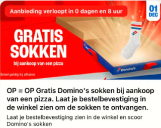 Gratis domino’s sokken bij je bestelling bij Domino's