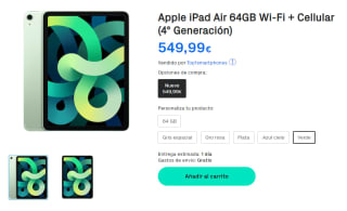 Tablet iPad Air APPLE 10.9'' de 64 GB - Wi-Fi+Cellular por 549,97€ varios colores