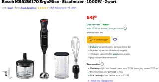 Bosch MS61B6170 ErgoMixx - Staafmixer voor €54,99 bij Bol