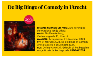 20% korting op De Big Binge of Comedy in Utrecht