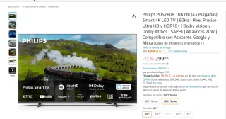 Philips PUS7608 43" Smart 4K LED TV por 299€