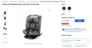 Silla de coche Babyauto Cario I-Size Isofix por 119€