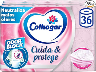 Colhogar, Cuida&Protege 3 x 12, Papel Higiénico con tecnología Odor Block, 36 Rollos por 13,01€