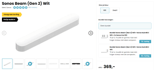Sonos Beam (Gen 2) soundbar voor €369 bij Hello TV