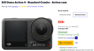 DJI Osmo Action 4 Standaard Combo Action Cam voor €219 bij Bol