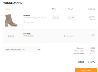 20% korting op de gehele collectie (ook sale!) van Manfield