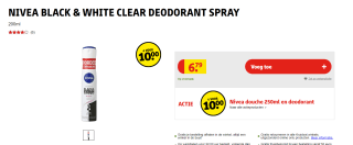 NIVEA Black & White Invisible Original Anti-Transpirant Spray 200 ML- 4 stuks voor €10 bij Kruidvat