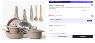 Juego de Sartenes de Cocina Antiadherentes, Batería de Cocina con Tapas, Espátula, Pinzas, Libre de PFOA-11Piezas por 66.29€ (Cuenta Nueva 54.29€)