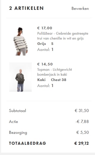 25% extra korting op geselecteerde artikelen in de sale bij Asos