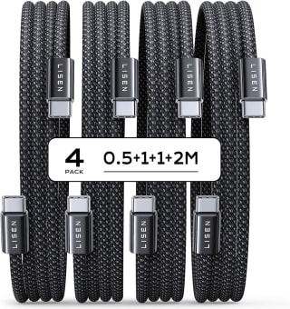 LISEN 60 W USB C-kabels, [4-delige set, 0,5 m, 1 m, 1 m, 2 m), voor €4,99 bij Amazon