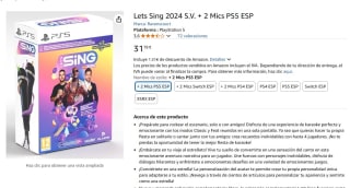 Lets Sing 2024 S.V. + 2 Mics PS5 ESP por 31,78€